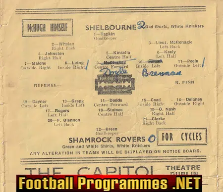 Shelbourne v Shamrock Rovers 1946 - 1940's Ireland Irish