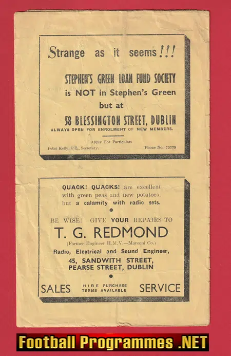 Shelbourne v Shamrock Rovers 1946 - 1940's Ireland Irish