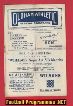 Oldham Athletic v Wrexham 1951 - 1950's