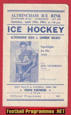 Altrincham Aces Ice Hockey v London Select 1961 – Ice Rink