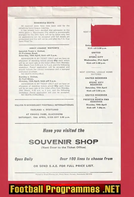 Manchester United v Manchester City 1976 - Youth Cup Semi Final