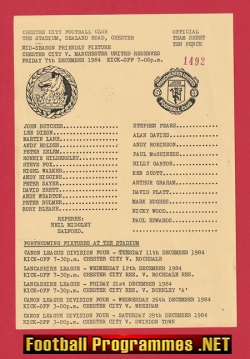 Chester City v Manchester United 1984 – Reserves Mark Hughes