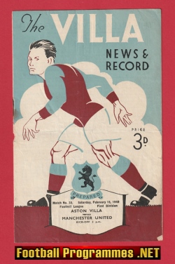 Aston Villa v Manchester United 1949 – 1940s Programmes