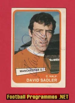 Manchester United David Sadler Autograph Man Utd Football Card