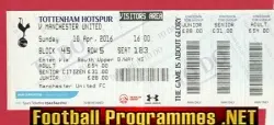 Tottenham Hotspur v Manchester United 2016 - Football Ticket