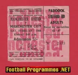 Manchester United v Manchester City 1968 - Postponed Ticket
