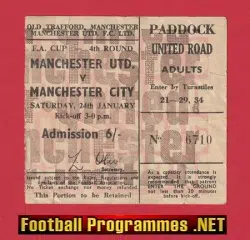 Manchester United v Manchester City 1970 - FA Cup Ticket