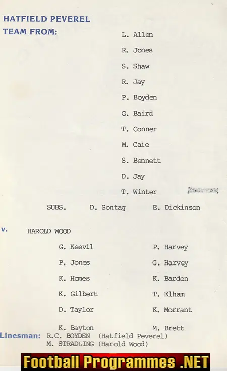 Hatfield Peverel v Harold Wood 1984 - Essex Intermediate Cup