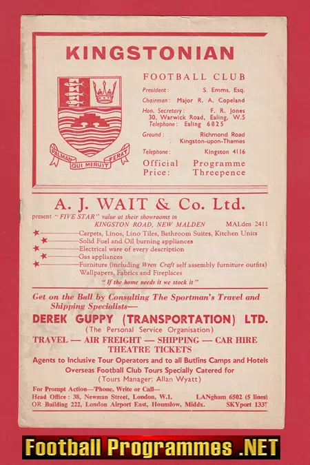 Kingstonian v Corinthian Casuals 1961