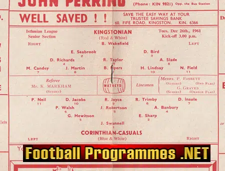 Kingstonian v Corinthian Casuals 1961