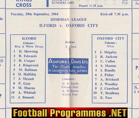 Ilford v Oxford City 1964