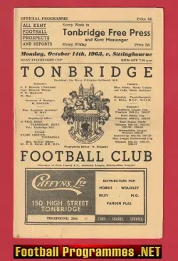 Tonbridge v Sittingbourne 1963 – Kent Floodlight Cup