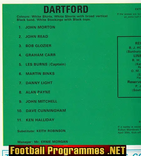Dartford v Morecambe 1974 - Trophy Cup Final at Wembley