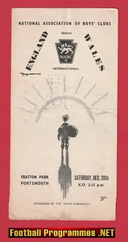 England v Wales 1953 - Schoolboys Fratton Park Portsmouth