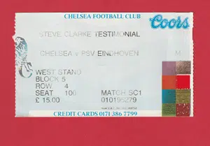 Steve Clarke Testimonial Benefit Match Chelsea 1996 + Ticket