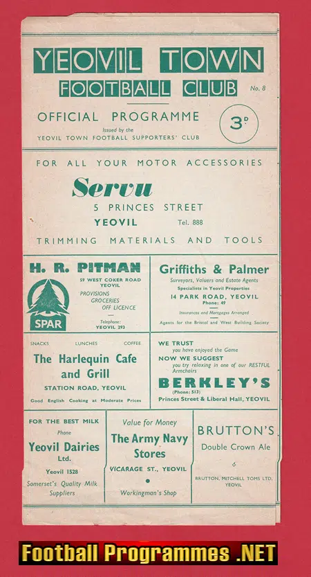 Yeovil Town v Weymouth 1960 – 1960’s