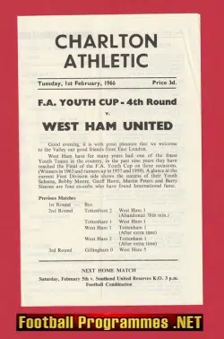 Charlton Athletic v West Ham United 1966 - FA Youth Cup Brooking