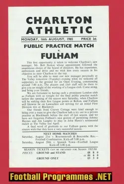 Charlton Athletic v Fulham 1965 - Public Practice Match