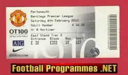 Manchester United v Portsmouth 2010 - Football Match Ticket