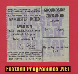 Manchester United v Everton 1967 - Man Utd Football Ticket