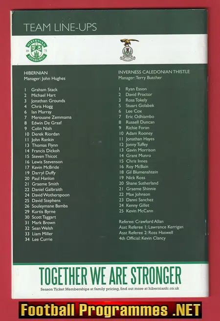Hibernian Hibs v Inverness Caledonian Thistle 2010 Multi Signed