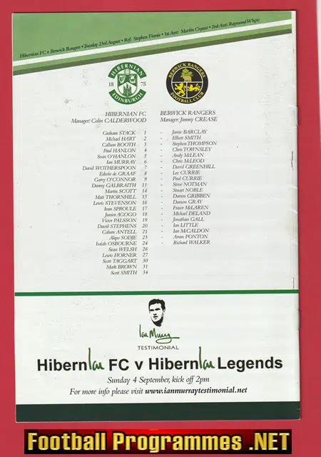 Hibernian Hibs v Berwick Rangers 2011 - Signed Multi Autographed