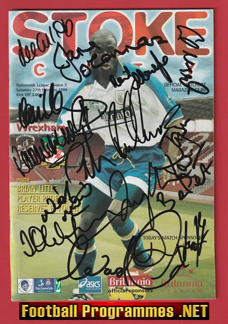 Stoke City v Wrexham 1999 – Multi Autographed Signed