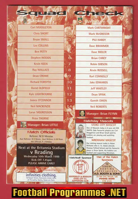 Stoke City v Wrexham 1999 - Multi Autographed Signed