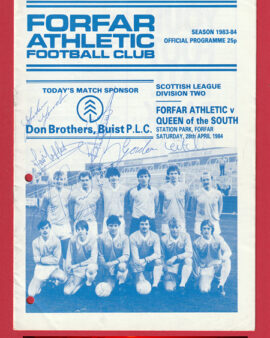 Forfar Athletic v Queen Of The South 1984 Multi Autograph SIGNED