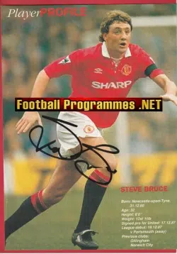 Manchester United Steve Bruce Autograph Signed Picture Man Utd