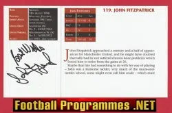 Manchester United John Fitzpatrick Autograph Signed Fact Sheet