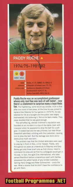 Manchester United Paddy Roche Autograph Signed Picture Man Utd