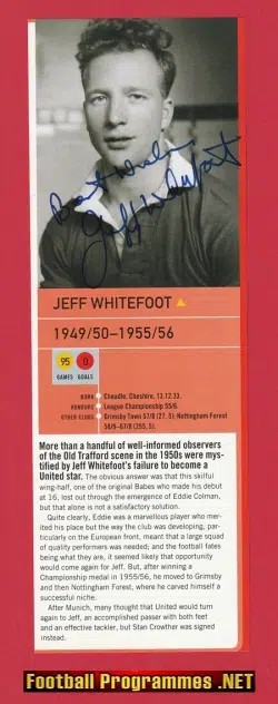 Manchester United Jeff Whitefoot Autograph Signed Picture Man U