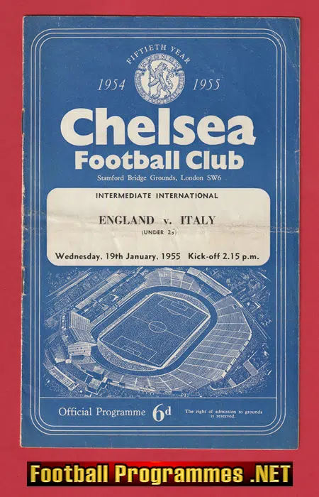 England v Italy 1955 - at Chelsea + Duncan Edwards Bill Foulkes