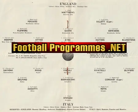 England v Italy 1955 - at Chelsea + Duncan Edwards Bill Foulkes