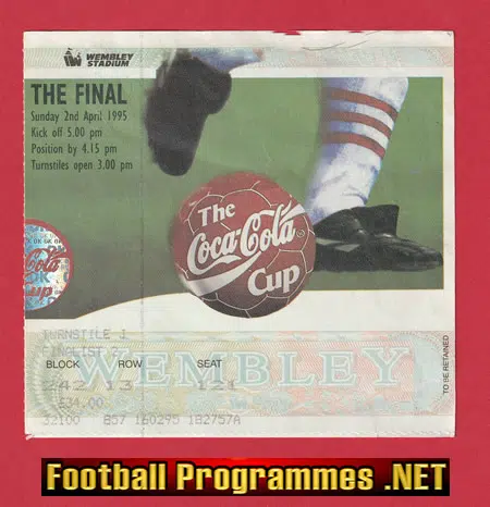 Liverpool v Bolton Wanderers 1995 – League Cup Final Ticket