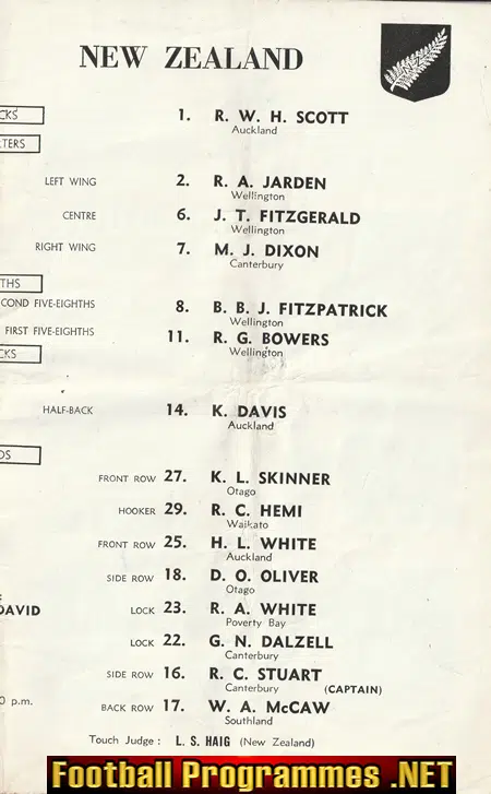 Barbarians Rugby v New Zealand 1954 - Cardiff Arms Park