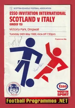 Scotland v Italy 1988 - Schoolboys U15 at Dingwall Signed