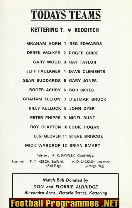 Kettering Town v Redditch United 1977