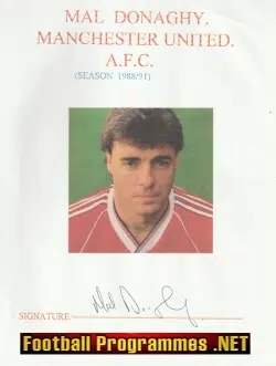 Manchester United Mal Donaghy Autograph Signed Man Utd