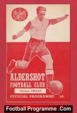 Aldershot v Exeter City 1962 - football programme