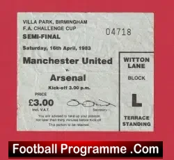 Arsenal v Manchester United 1983 – FAC Semi Ticket Villa Park