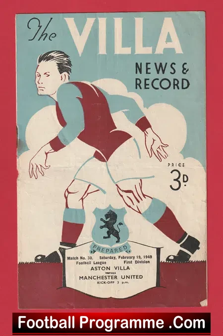 Aston Villa v Manchester United 1949 – 1940s Programmes