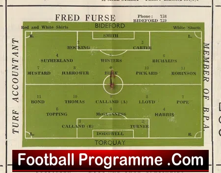 Bideford v Torquay United 1952 - 1950's