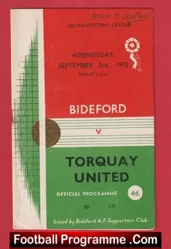 Bideford v Torquay United 1952 – 1950’s