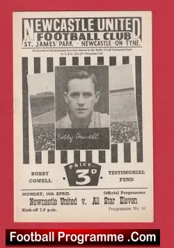 Bobby Cowell Testimonial Benefit Match Newcastle United 1956