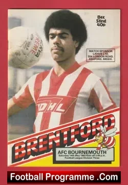 Brentford v Bournemouth 1983 - Plus George Best - football programme