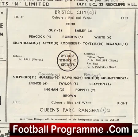 Bristol City v QPR 1953