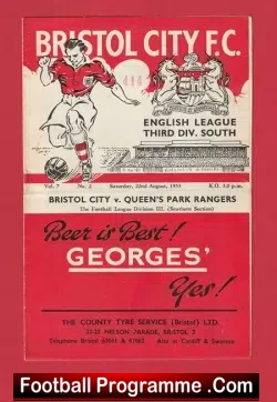 Bristol City v QPR 1953 - football programme