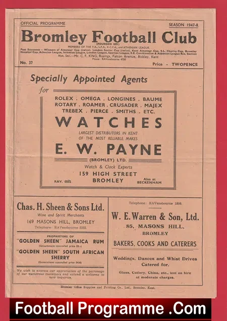 Bromley v Southall 1947 – 1940’s Programme